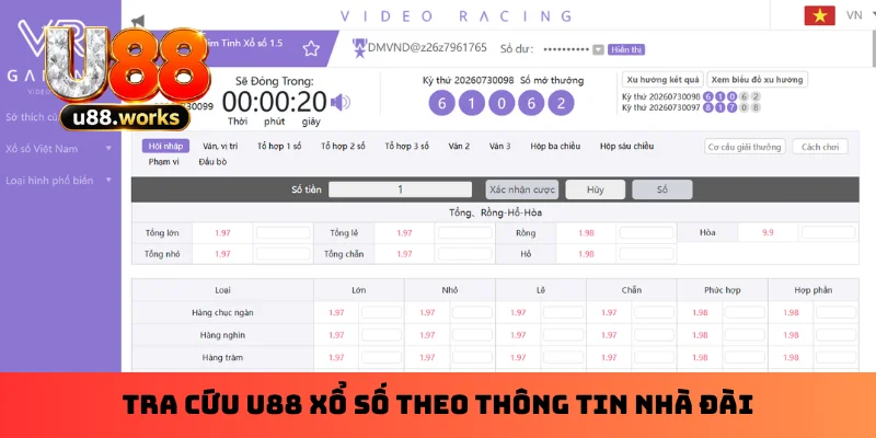 Tra cứu U88 xổ số theo thông tin nhà đài